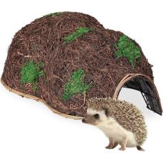 Relaxdays Hedgehog House Salmu ezis viesnīca bez pamatnes ziemas kvartāliem ežiem dārzā 21 x 32 x 48 cm brūns