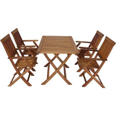 Klapp Tobago Acacia 5 daļu ligzdu komplekts (4x saliekamie krēsli un 1x galds 70x120 cm, FSC® sertificēts