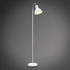 B.K.Licht Swivelling Floor Lamp, E27 Socket, max. 25 W, 1 Bulb, Retro Metal Floor Lamp, White - Chrome, Height: 145 cm, Without Bulb