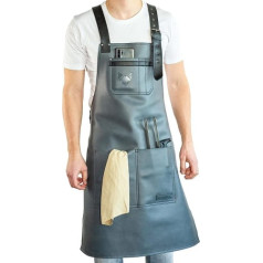 FENNEK Premium Barbecue Apron Made of 100% Leather, Dirt and Water Resistant, Perfect for Grilling with Gas, Coal or on the Fire Barrel, gray