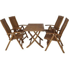 DEGAMO Maracana saliekamais dārza komplekts 5 daļ. (4 x krēsli ar augstu atzveltni, 1 x galds 70 x 120 cm), eļļota akācija FSC® sertificēts