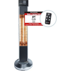 Korona 60000 outdoor floor heater, electric, for patio, balcony and garden, carbon heating element, maximum heat output, 2,000 watts, timer 24 hours, remote control, tilt protection