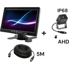 Nvox 7 collu LCD automašīnas monitors 12/24v kabelis 5m un atpakaļskata kamera 4pin ahd komplekts