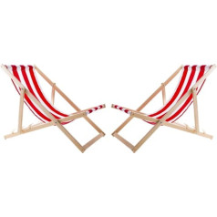 Divu guļamkrēslu komplekts ar sarkanām Woodok svītrām pašsalikšanai