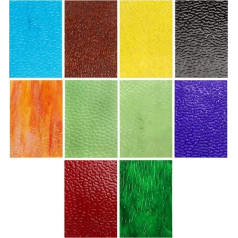 Belle Vous Mosaic Craft Set for Adults (Pack of 10) - 10 x 15 cm Various Colours - Textured, Dyed Stained Glass - Transparent Mosaic Stones for Crafts, Ideal for DIY Arts/Crafts and Home Decoration