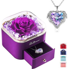 PISKEKAT Ewige Rose Schmuck Geschenk Box Konservierte Blumen Herz Halskette Eternal Nie Verwelkte Rosen Schublade Geburtstag Valentinstag Hochzeitstag Muttertag Freundin Mutter Ehefrau Frauen