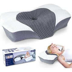 SAHEYER kakla spilvens Memory Foam gultas spilvens kakla spilvenam Ergonomisks un plecu sāpēm 63,5 x 40,6 x 10,6/13,5 cm Ergonomisks ortopēdisks kakla atbalsta spilvens sānu guļamajiem