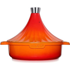 INTIGNIS Moroccan Tagine Pot - Ovenproof Tagine Induction Container - Aluminium Non-Stick Tagin Pot - 28 cm - 4.43 Quart (Orange)