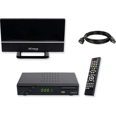 Set-One EasyOne 740 HD DVB-T2 uztvērējs, Freenet TV (privātais raidītājs HD), PVR gatavs, 1080p, HDMI, LAN, HBBTV, USB 2.0, 12 V, 2 m HDMI kabelis, DVB-T2 iekštelpu antena