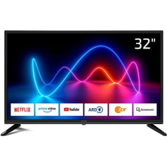 DYON Movie Smart 32 XT 80 cm (32 collu) televizors (HD Smart TV, HD trīskāršais uztvērējs (DVB-C/-S2/-T2), Prime Video, Netflix un HbbTV)