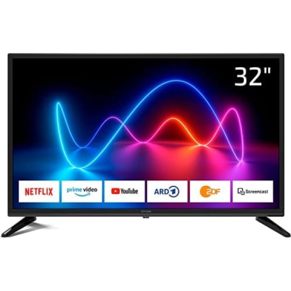 DYON Movie Smart 32 XT 80 cm (32 collu) televizors (HD Smart TV, HD trīskāršais uztvērējs (DVB-C/-S2/-T2), Prime Video, Netflix un HbbTV)