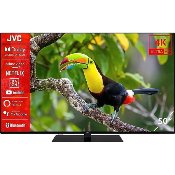 JVC LT-50VU6355 50 collu televizors/viedtelevizors (4K Ultra HD, HDR Dolby Vision, trīskāršs uztvērējs, Bluetooth, Dolby Atmos) [2023]