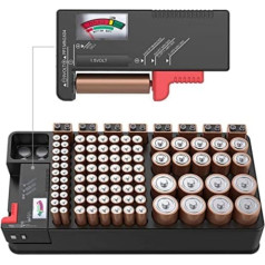 ZHITING Akumulatoru organizators, bateriju uzglabāšanas maciņš, ar testera tilpumiem 110, dažāda izmēra baterijas AAA, AA, 9V, C un D izmēriem (baterija nav iekļauta)