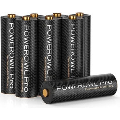 AA akumulators PRO, POWEROWL Goldtop 1,2 V NiMH, liela ietilpība 2800 mAh, labas kvalitātes uzlādējamas baterijas AA — 8 gab.
