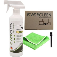 EVERCLEEN Screen Cleaner Pro Screen Cleaner 500 ml + Microfibre Cloth Environmentally Friendly Vegan Cleaner Made in Germany for TV, PC, Laptop, Tablet, Displays, Glasses and Smartphones