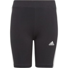 Legingi adidas Essentials 3 Stripes Cotton Biike zeķubikses meitenēm Jr IC3628 / melns / 152 cm