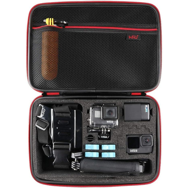 HSU Protective Carry Case for GoPro 2018/7/6/5/4/3+ and Accessories, with Carry Handle and Carabiner Loop