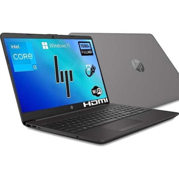 Piezīmjdators HP i3 250 G8 pelēks pārnēsājams LED displejs 15,6 collu HD CPU Intel Core i3-1115G4 11th Gen līdz 4,1 GHz, RAM 8 GB DDR4, grafikas Intel UHD, HDmi Lan Wifi Bluetooth / Windows 10 Pro