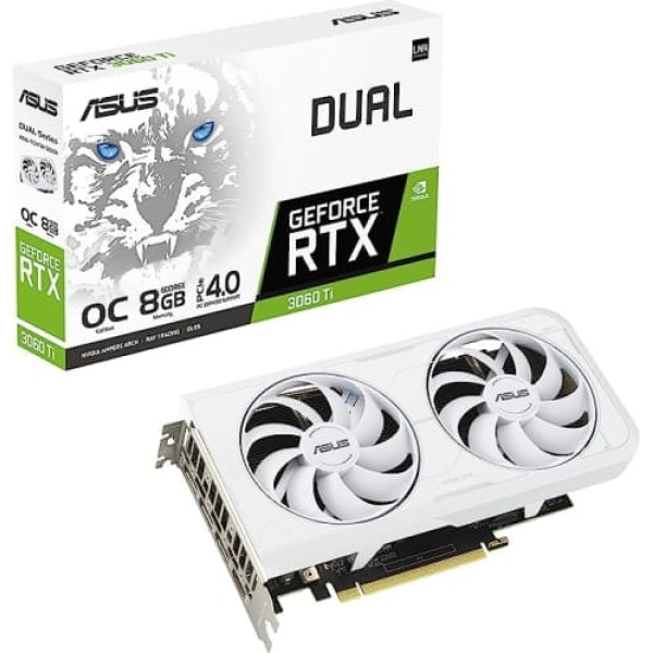 ASUS Dual GeForce RTX 4060 Ti White OC Edition 8GB GDDR6 Gaming Graphics Card, White (Nvidia GeForce RTX4060Ti DLSS 3, PCIe 4.0, 1x HDMI 2.1, 3x DisplayPort 1.4a, DUAL-RTX4060TI-O8G-WHITE)