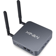 MiniX NEO J51-C8 Max mini dators, 8GB/512GB M.2 PCIe NVMe SSD Windows 11 Pro, alumīnijs/Wi-Fi6/Dual 2.5GB LAN/USB-C/trīskāršs displejs/4K/automātiska ieslēgšana/PXE sāknēšana/RTC /V/V/V. ESA stiprinājums