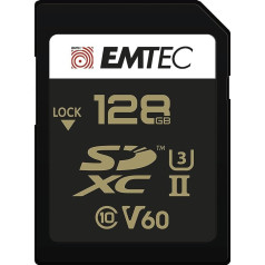 Emtec SpeedIN Pro+ SD Memory Card 128GB, SDXC UHS-II U3 V60, Full HD, 3D, 4K, 8K UHD, Read Speed up to 300MB/s and Write Speed up to 160MB/s