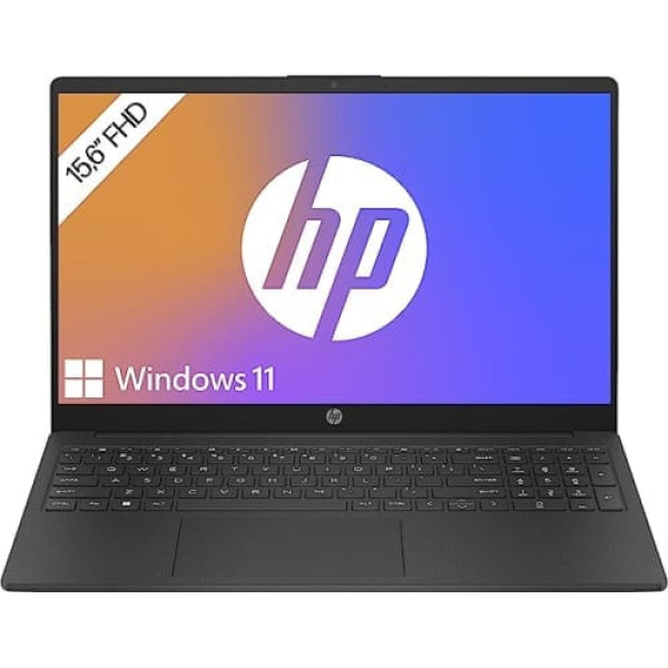 HP klēpjdators, 15,6 collu FHD displejs, AMD Athlon Gold 7220U, 8 GB DDR5 RAM, 256 GB SSD, AMD Radeon grafikas, Windows 11 Home, QWERTZ tastatūra, melna