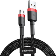 Izturīgs elastīgs kabelis USB microUSB 1.5A 2M melns un sarkans