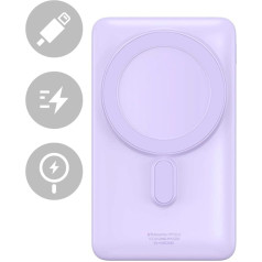 Ātrās uzlādes jaudas banka 10000mAh 20W USB-C 50cm violeta