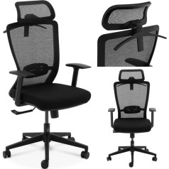 Ergonomisks biroja krēsls ar sieta atzveltni, galvas balstu un pakaramo, augstums 43-53 cm