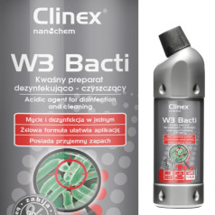 Bacti CLINEX W3 Bacti 1L baktericīds šķidrums vannas istabu un sanitāro telpu dezinfekcijai un sēnīšu noņemšanai