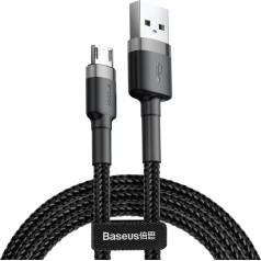 Izturīgs elastīgs kabelis USB microUSB QC3.0 2.4A 1M melni pelēks