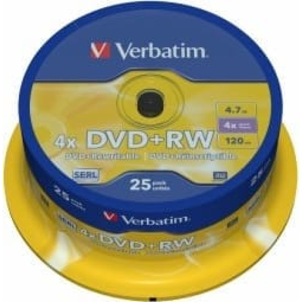 Verbatim Matricas DVD+RW SERL DLP 4.7GB 4x 25 Pack Spindle