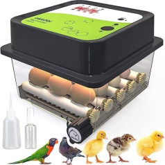 Okköbi OBI-12 inkubators cāļiem, pīlēm un citiem putniem + pilnībā automātiska audzēšanas iekārta + temperatūras kontrole + mitruma displejs + integrēts olu čaumalas + 5 gadu aizsardzība