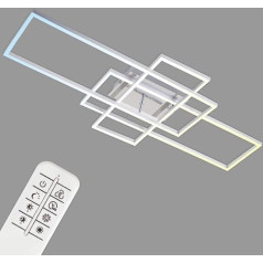 Briloner Lights - LED griestu lampa, regulējama, t.sk. Tālvadības pults, krāsu temperatūras kontrole, nakts gaismas funkcija, taimeris, 55 vati, 5500 lūmeni, hroma alumīnijs, 1040 x 420 x 100 mm, 3156-018