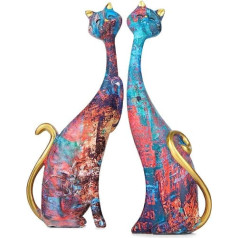 masteymoh Art Resin Sculpture Statuja Cats 2 Pieces