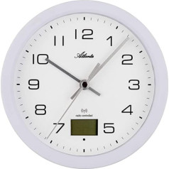 Atlanta 4504/0 Waterproof Radio Bathroom Clock with Suction Cup Temperature Display Humidity White