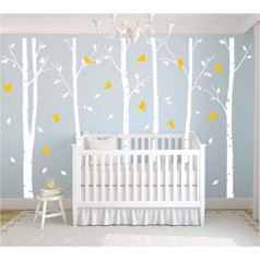 BDECOLL White Large Tree Wall Sticker, Removable, Vinyl, for Children's Room, White and Yellow, 71 Inches H x 110 W