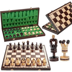 Karaliskais Gambit koka šaha spēle 50 cm grezns šaha dēlis un kastes pieaugušajiem un bērniem