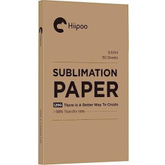 Hiipoo sublimācijas papīrs 8,6 x 14 collas, darbojas ar sublimācijas tinti un E-Sawgrass tintes printeriem krūzēm, T-krekliem, vieglam audumam un citām sublimācijas sagatavēm (110 loksnes, 125g)