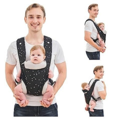 Baby Carrier Bag, Ergonomic Soft Baby Carrier, Convertible Baby Holder, Carry Bag from Newborn to Toddler, Hiking, Travel (Star Pattern)