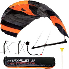 Stūres paklājiņš Paraflex Trainer Kite 2.3, ieskaitot stūres auklas + tirdzniecību + somu + zemes enkuru + Kitekiller + uzlīmi + instrukciju buklets iesācējiem bērniem, pieredzējušiem lietotājiem, lai vadītu stūres pūķi