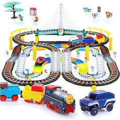 Kinderplay Electric Railway with Race Track - Track Track, Car Racing Track, Battery Operated Train, 2-in-1 KP0635