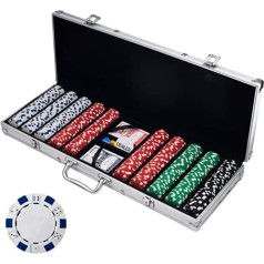 Preču zīmju pokera žetonu komplekts Texas Holdem, blekdžekam, azartspēlēm ar somiņu, kārtīm, pogām un kuba stila kazino žetoniem (11,5 grami)