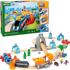 BRIO World 33972 Smart Tech Sound Action Tuneļa ceļojumu vilcienu komplekts, elektriskais vilciens ar sliedēm un tuneli, interaktīva rotaļlieta, ieteicams no 3 gadiem