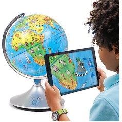 Interactive Kids Globe, AR Globe Lights Up To A Night Light Globe, Simplified Globe for Kids, App-Based Smart Globe, Educational Toy, Educational Gift, Learn Geography & STEM