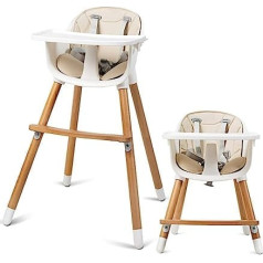 COSTWAY 2-in-1 bērnu augstais krēsls, koka kāpņu augstais krēsls, kombinētais augstais krēsls, bērnu koka augstais krēsls, bērni ar regulējamu paplāti un kāju balstu maziem bērniem un zīdaiņiem