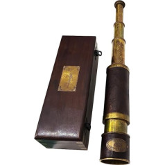 Antique Kelvin & Hughes London 1917 Brass and Leather Telescope Pirate Design with Wooden Box