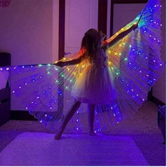 AIHANCH LED Wings Luminous Angel Luminous Wings Belly Dance Costumes Isis Wings with Telescopic Sticks for Adults and Kids Stage Show Halloween Christmas (110cm for Kids)