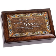 Cottage Garden Blessing to Nana How You Amber Jewelled Petite Music Box Plays on Eagle's Wings