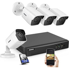 ANNKE 5MP novērošanas kameru sistēmas komplekts ar 4 x 5MP āra novērošanas kameru un 8CH 5MP H.265+ CCTV DVR/rakstītāju ar 2TB cieto disku House HD sistēmu iekštelpu/āra ūdensizturīgs EXIR Night Vision